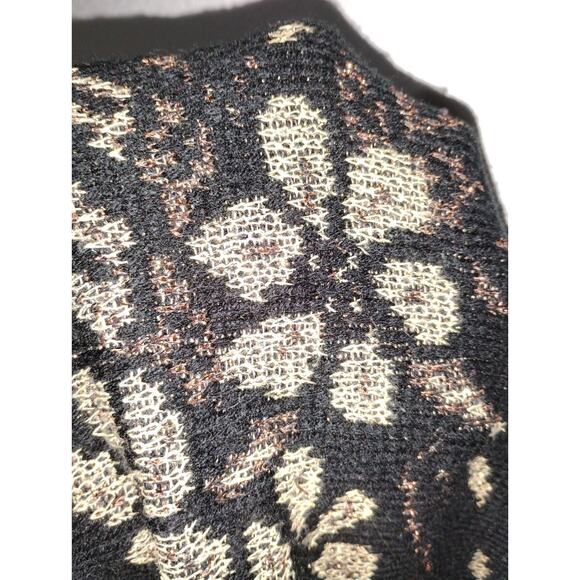 Nutcracker Womens Black Sweater Floral Gold Metallic Long Sleeve Vintage USA - Picture 7 of 9